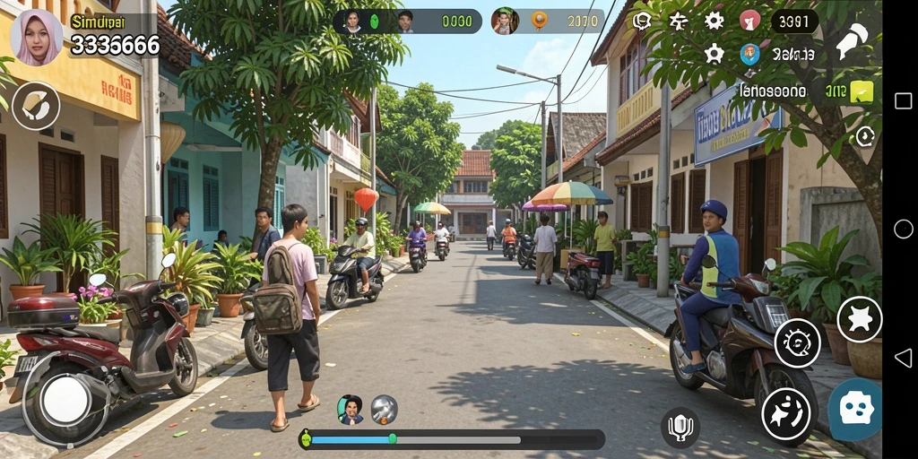 Tampilan gameplay yang realistis dalam simulasi kehidupan.