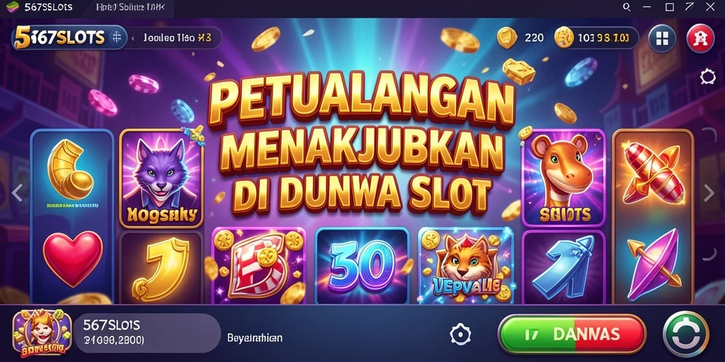 Screenshot utama dari gameplay 567SLOTS menampilkan aksi seru dalam petualangan slot.