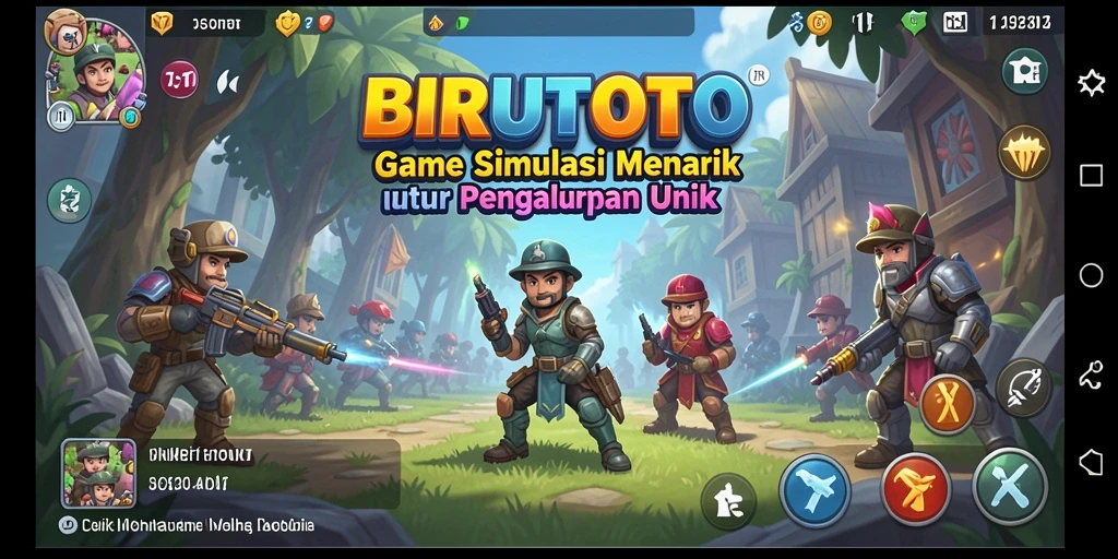 Tangkapan layar utama BIRUTOTO menunjukkan gameplay simulasi yang menarik.