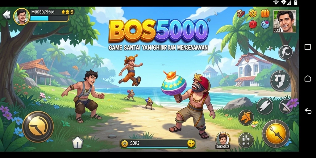 Tampilan gameplay menarik dari BOS5000 yang penuh warna dan tantangan.