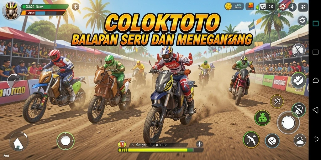 Screenshot COLOKTOTO menampilkan aksi balapan seru di lintasan.