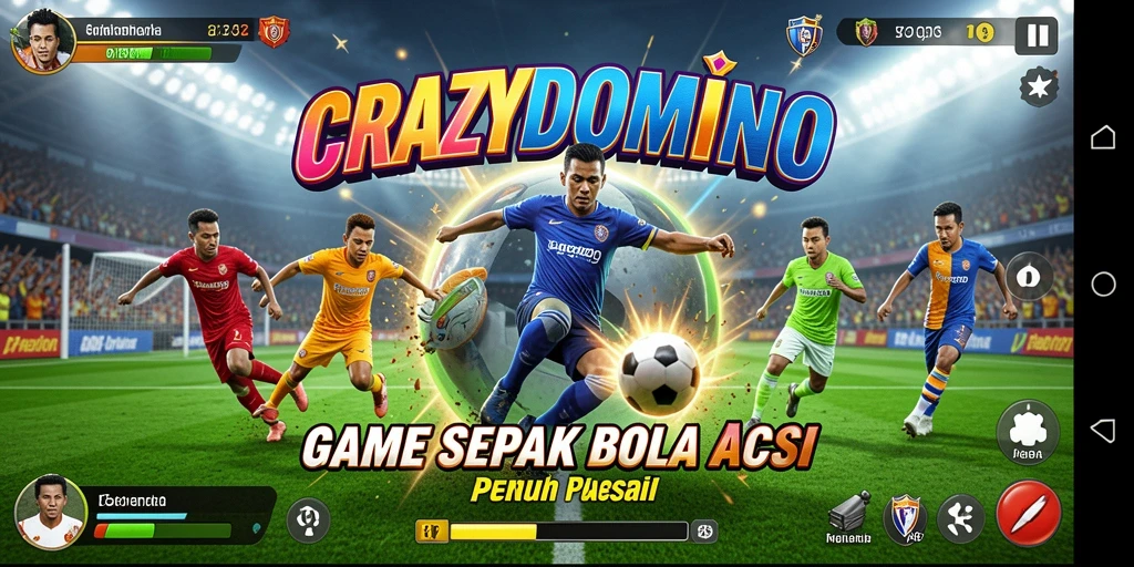 Tampilan gameplay seru dalam game sepak bola CRAZYDOMINO.