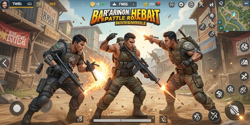 Tampilan gameplay Battle Royale yang mendebarkan dan intens.