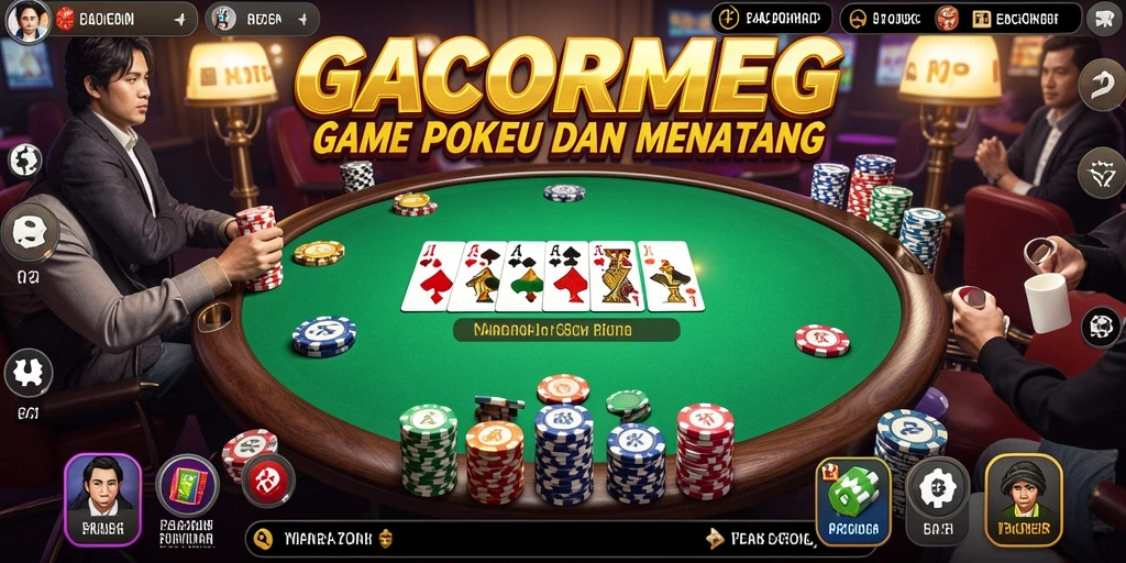 Gameplay menarik GACORMEGA dengan tampilan meja poker yang mendebarkan.