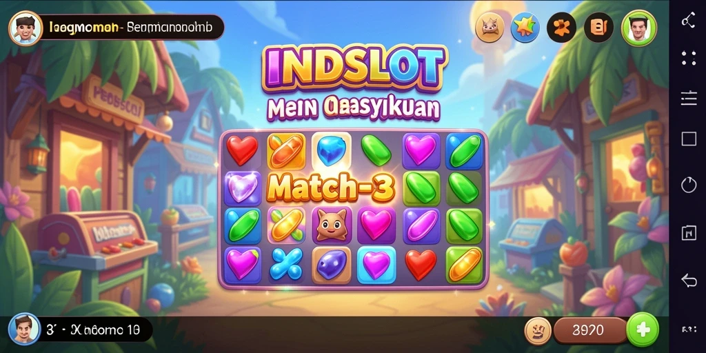 Screenshot gameplay INDSLOT menampilkan aksi seru dalam permainan Match-3.