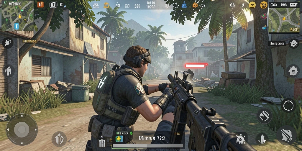 Tangkapan layar gameplay MT966 yang menegangkan dalam pertempuran TPS.