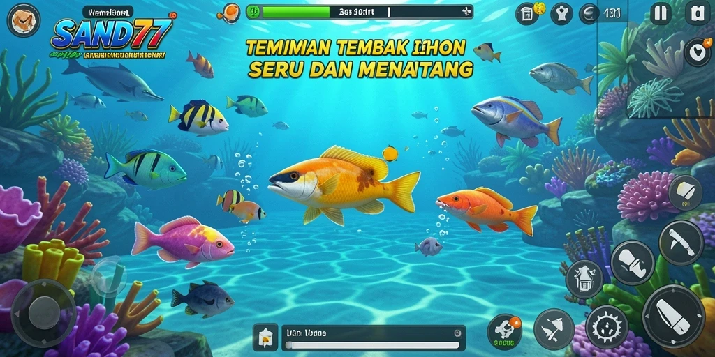Screenshot SAND77 menampilkan aksi seru dalam Tembak Ikan.