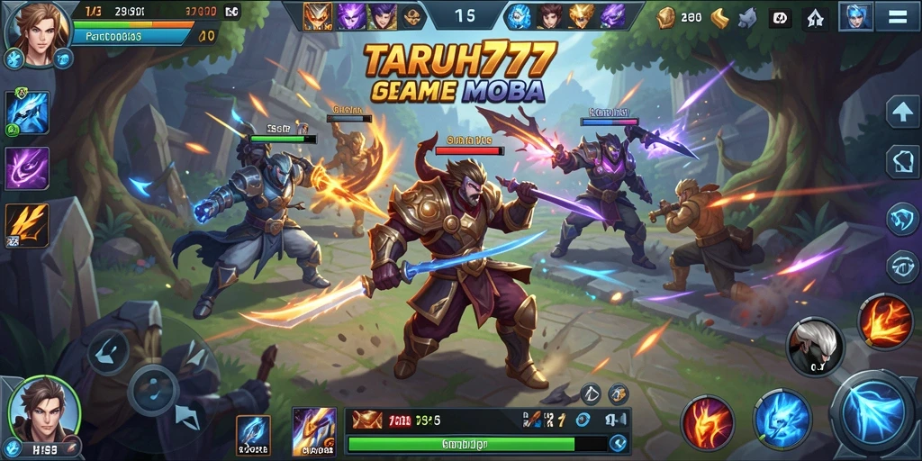 Tampilan aksi seru dalam gameplay MOBA TARUH777.
