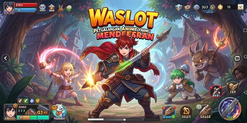 Screenshot utama WASLOT menampilkan aksi karakter anime yang menarik.
